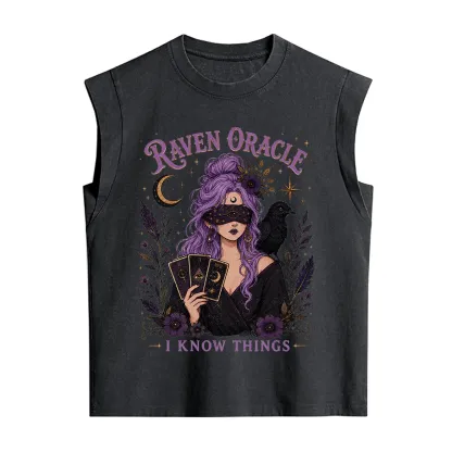 Purplehecate Raven Oracle I Know Things Witchy Vintage Washed Tank