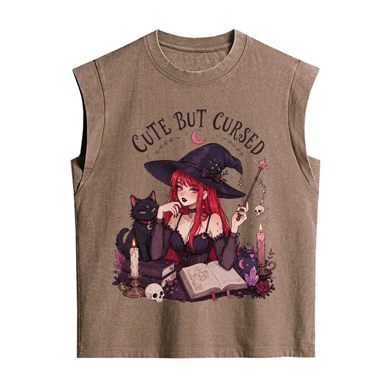 Purplehecate Cute But Cursed Witch Vintage Washed Tank