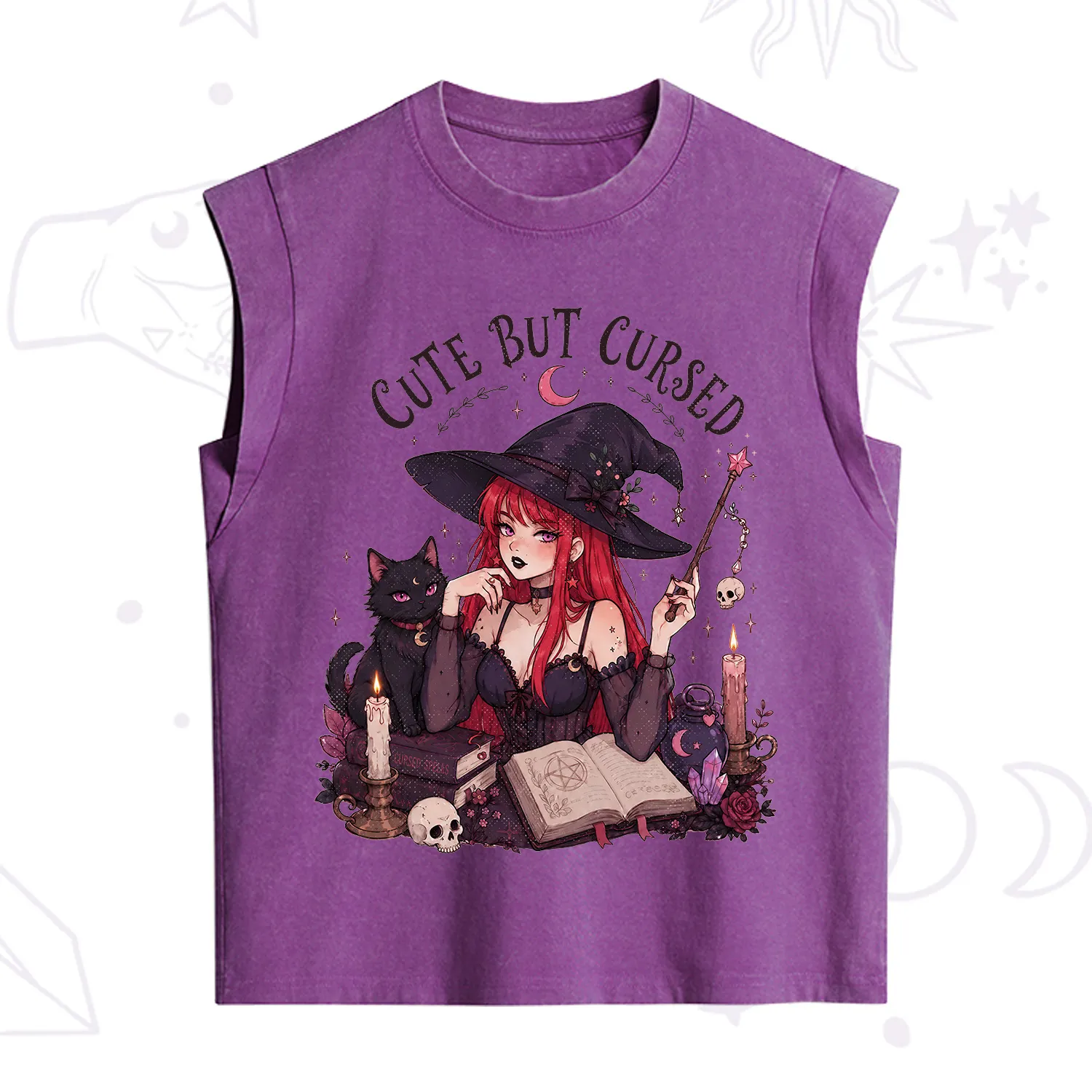 Purplehecate Cute But Cursed Witch Vintage Washed Tank