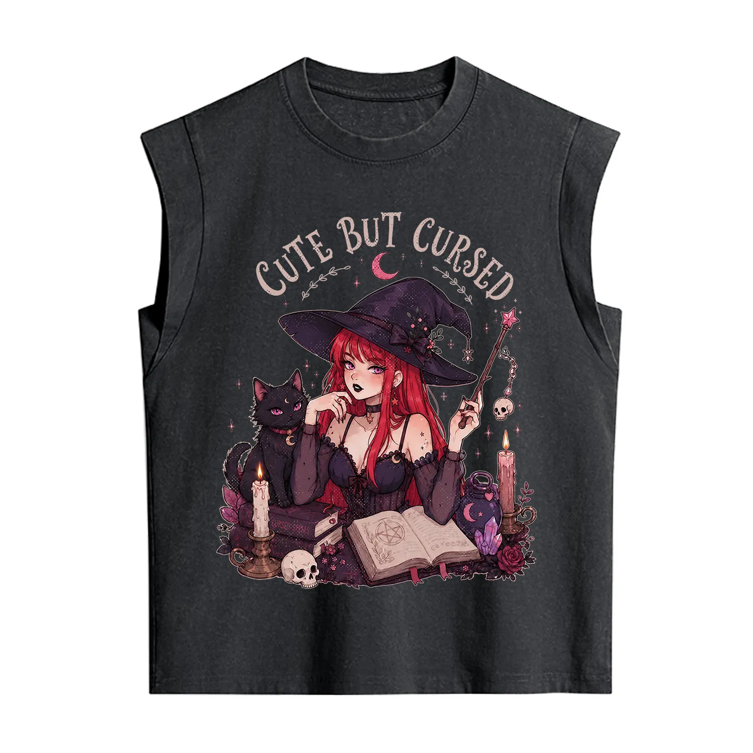 Purplehecate Cute But Cursed Witch Vintage Washed Tank