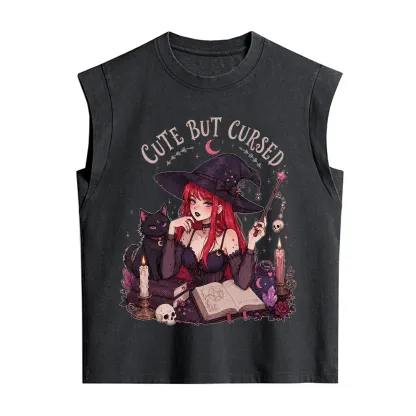 Purplehecate Cute But Cursed Witch Vintage Washed Tank