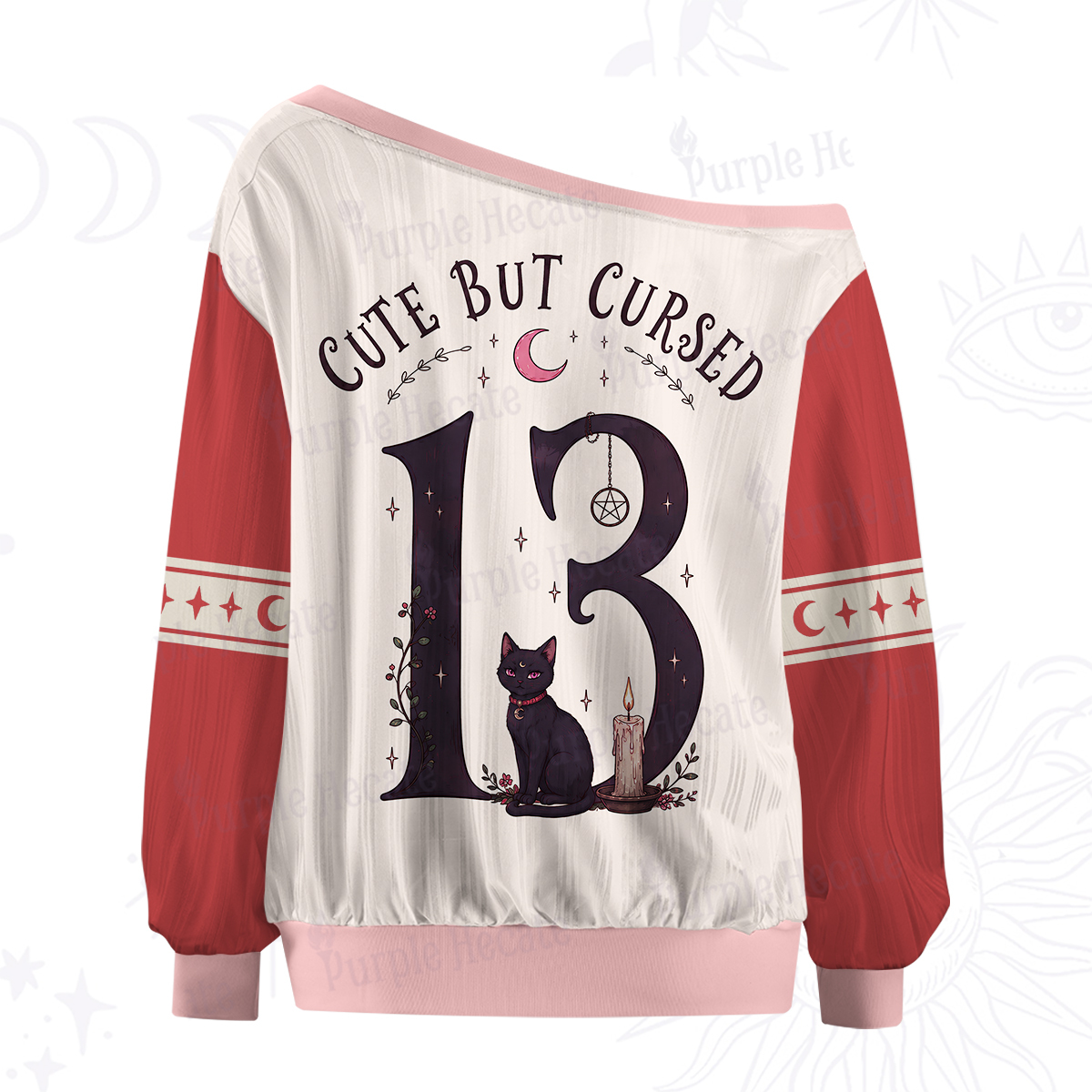 Purplehecate Cute But Cursed Witch Off The Shoulder Graphic Jersey
