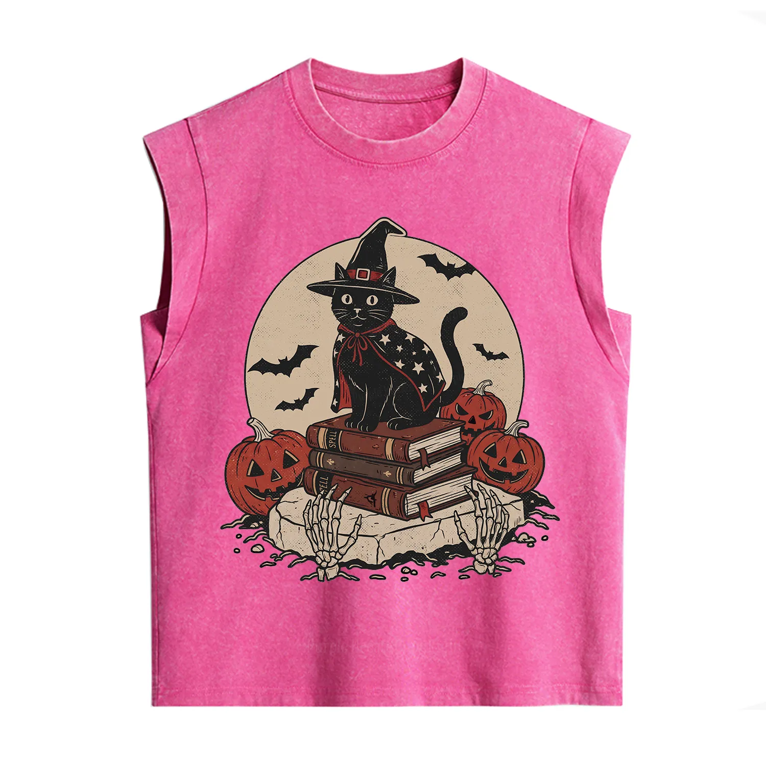 Purplehecate Autumn Preparations Pumpkin Skeleton Vintage Washed Tank