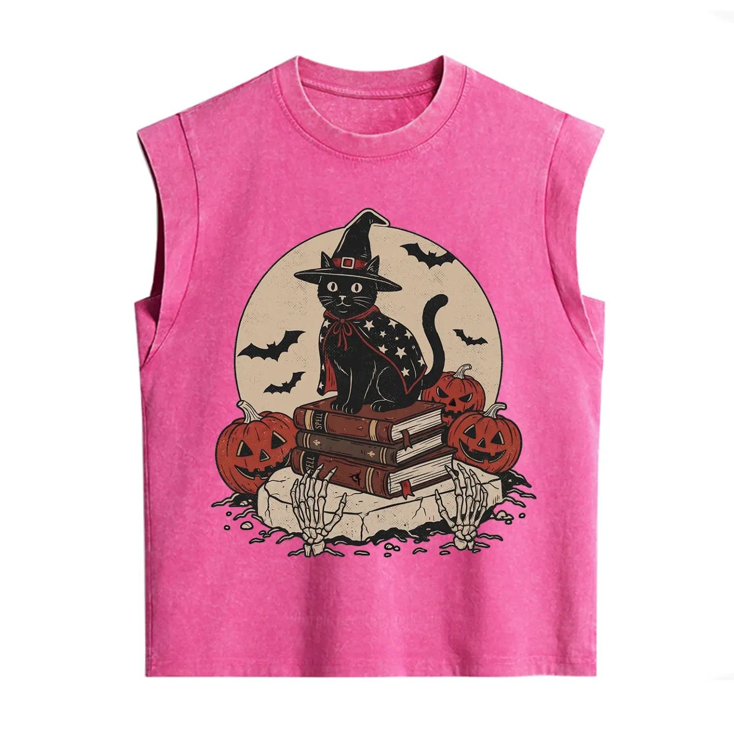 Purplehecate Autumn Preparations Pumpkin Skeleton Vintage Washed Tank