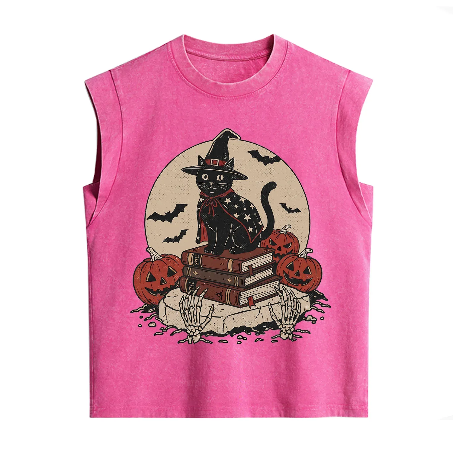 Purplehecate Autumn Preparations Pumpkin Skeleton Vintage Washed Tank