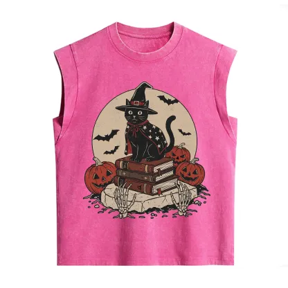 Purplehecate Autumn Preparations Pumpkin Skeleton Vintage Washed Tank