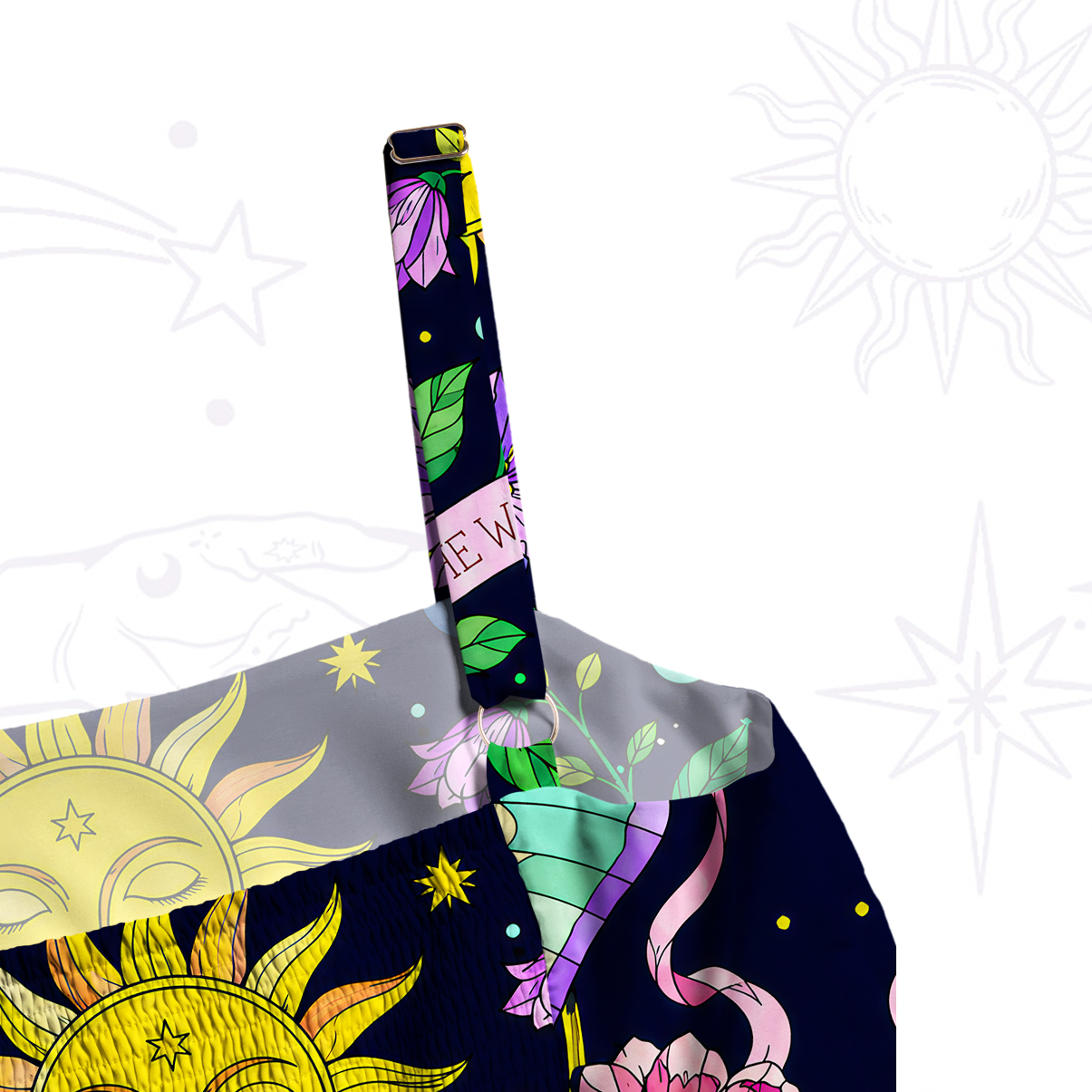 Purplehecate Floral Moths Moonlit Wide Straps Maxi Dress
