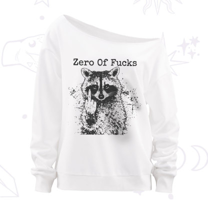 Purplehecate Zero Of Fucks Raccoon Off The Shoulder Sweatshirt