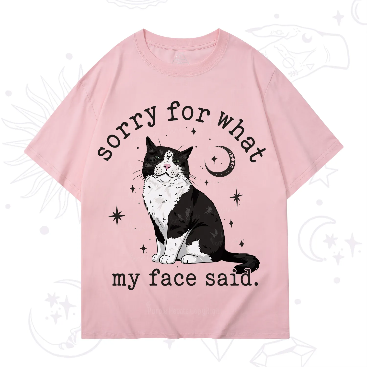 Purplehecate Sorry For What My Face Said Cat T-Shirt