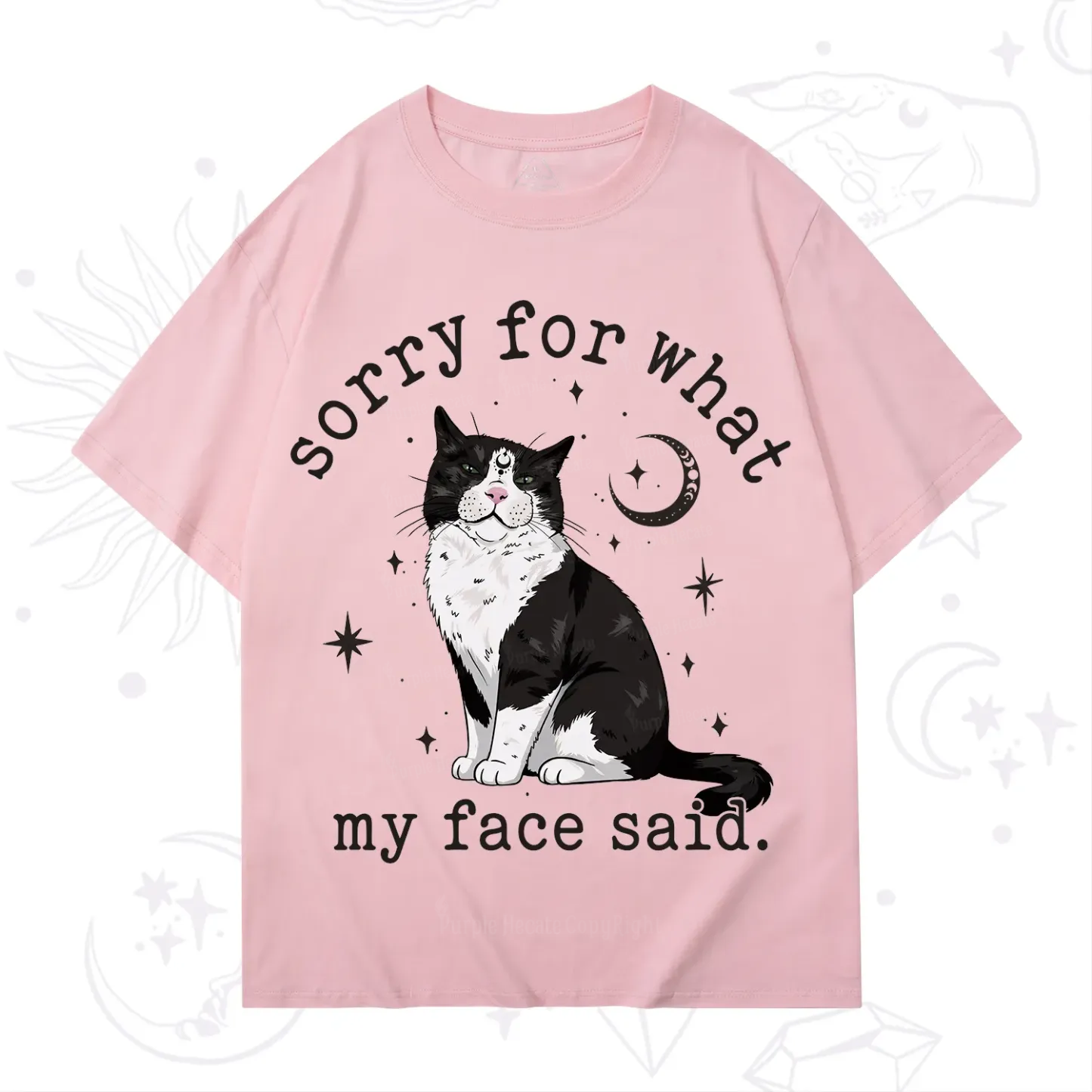 Purplehecate Sorry For What My Face Said Cat T-Shirt