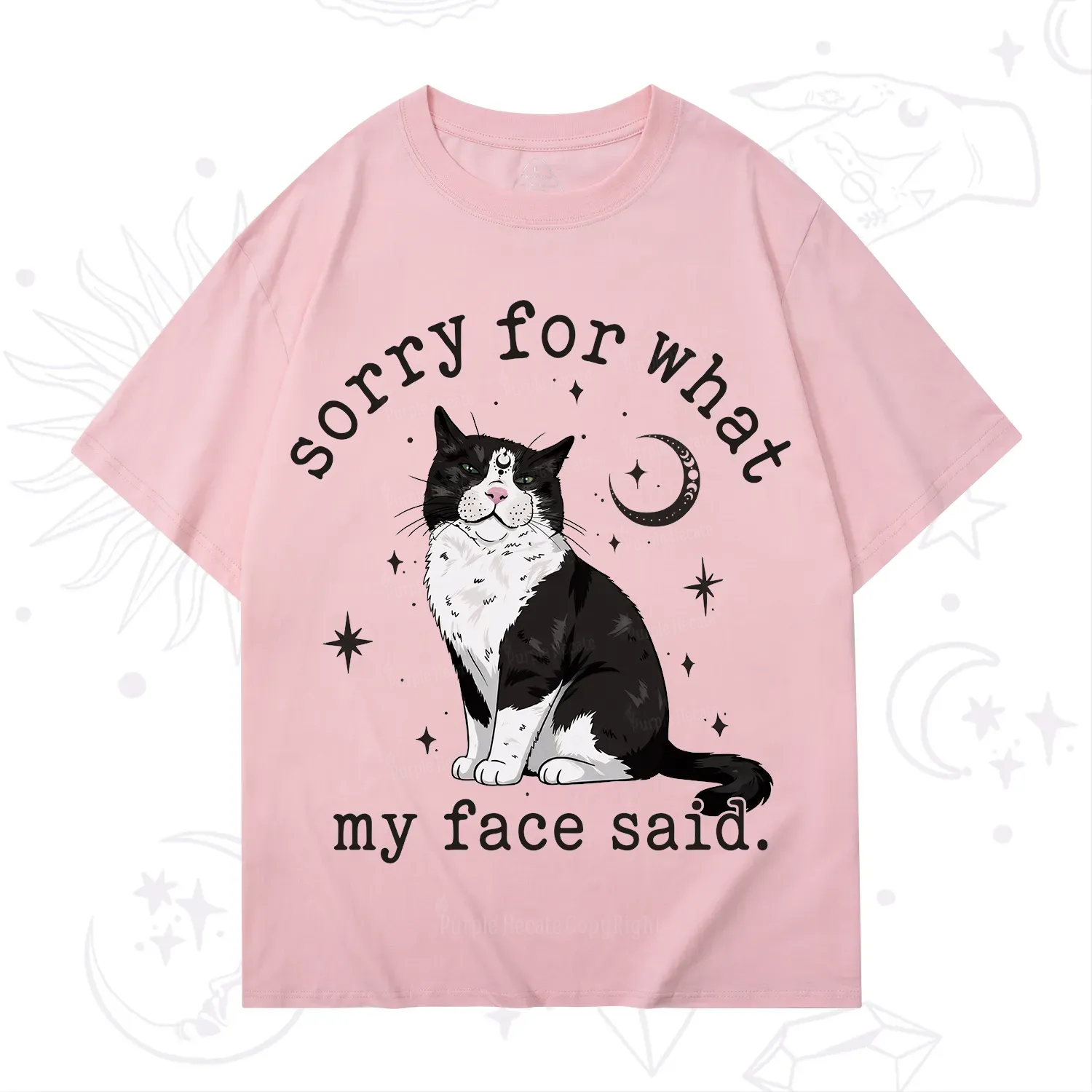 Purplehecate Sorry For What My Face Said Cat T-Shirt