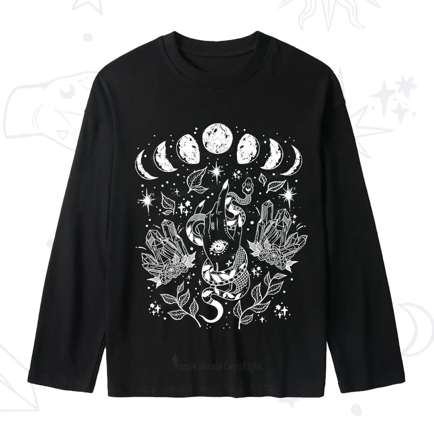 Purplehecate Reach For The Moon Slub Long Sleeve T-Shirt