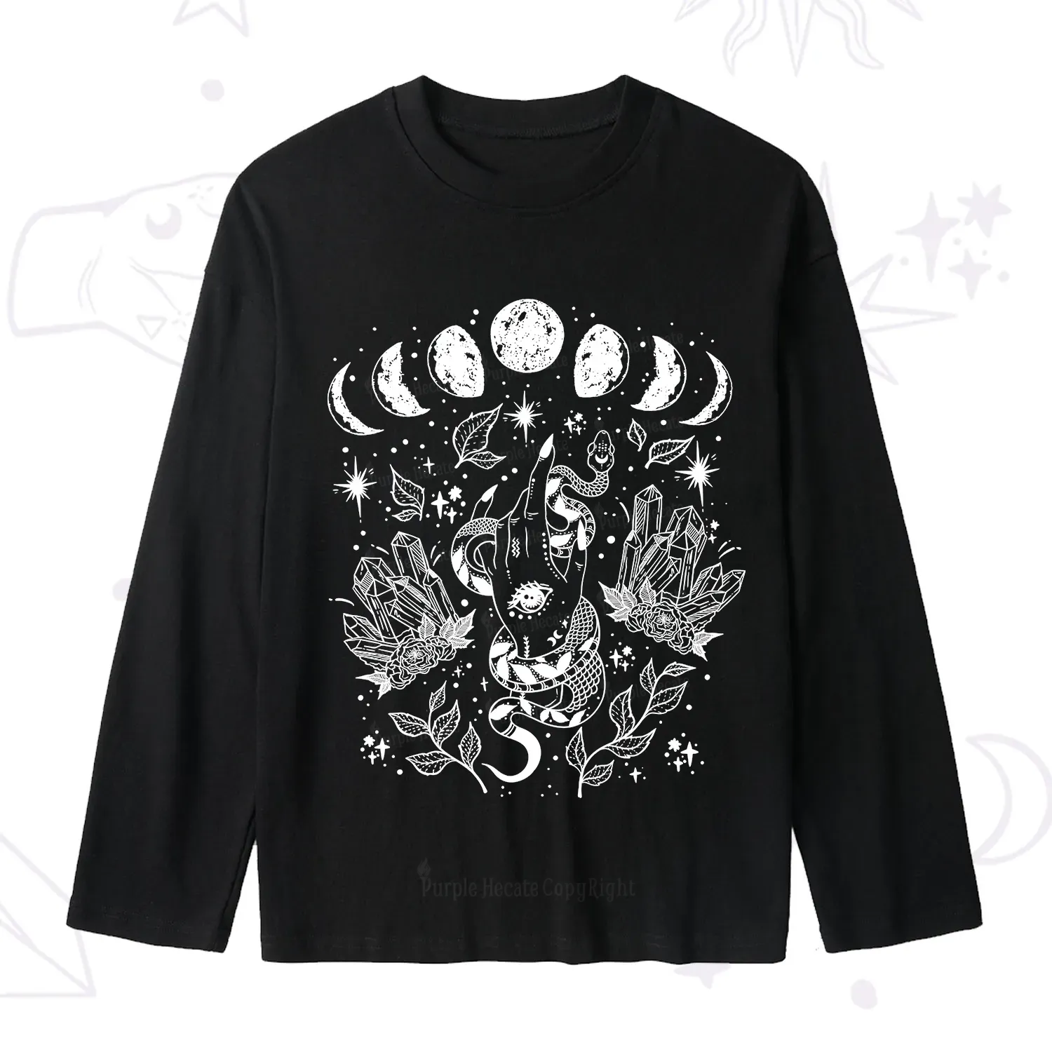 Purplehecate Reach For The Moon Slub Long Sleeve T-Shirt