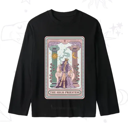 Purplehecate The High Priestess Tarot Card Slub Long Sleeve T-Shirt