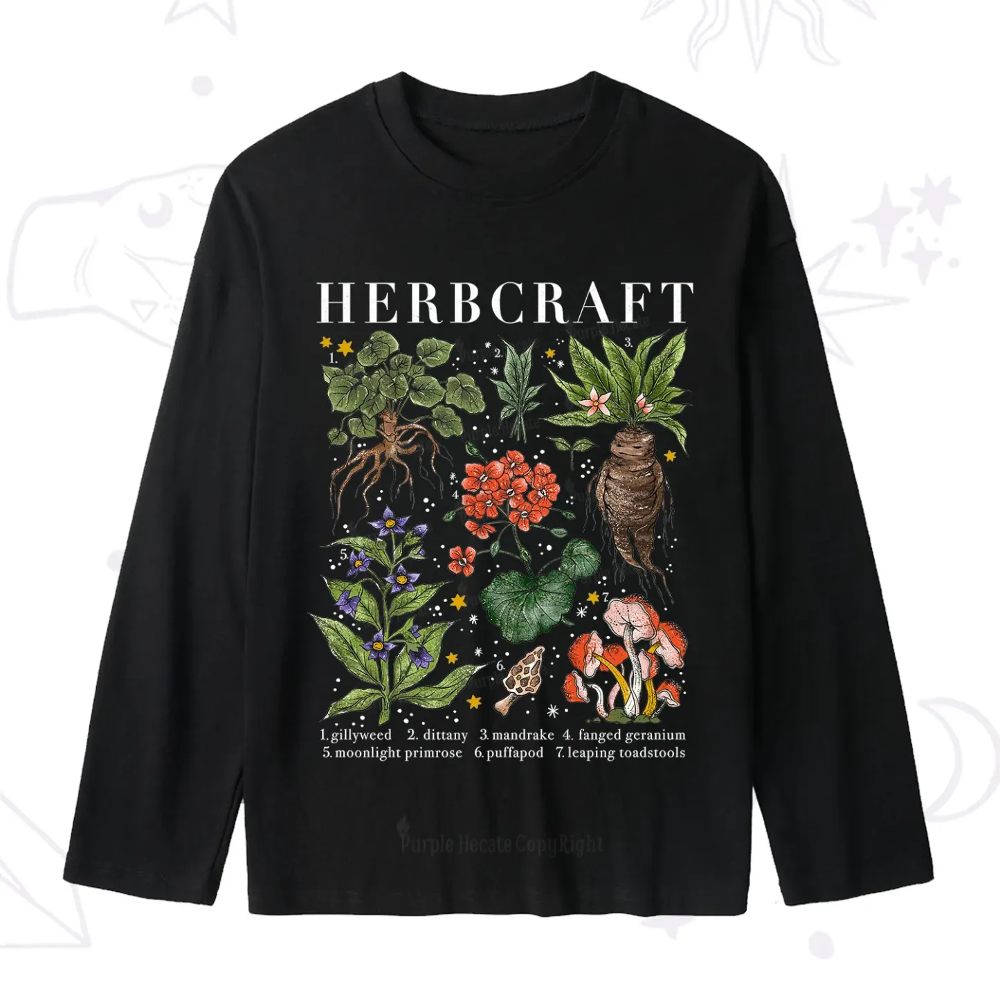 Purplehecate Magical Herbcraft Slub Long Sleeve T-Shirt