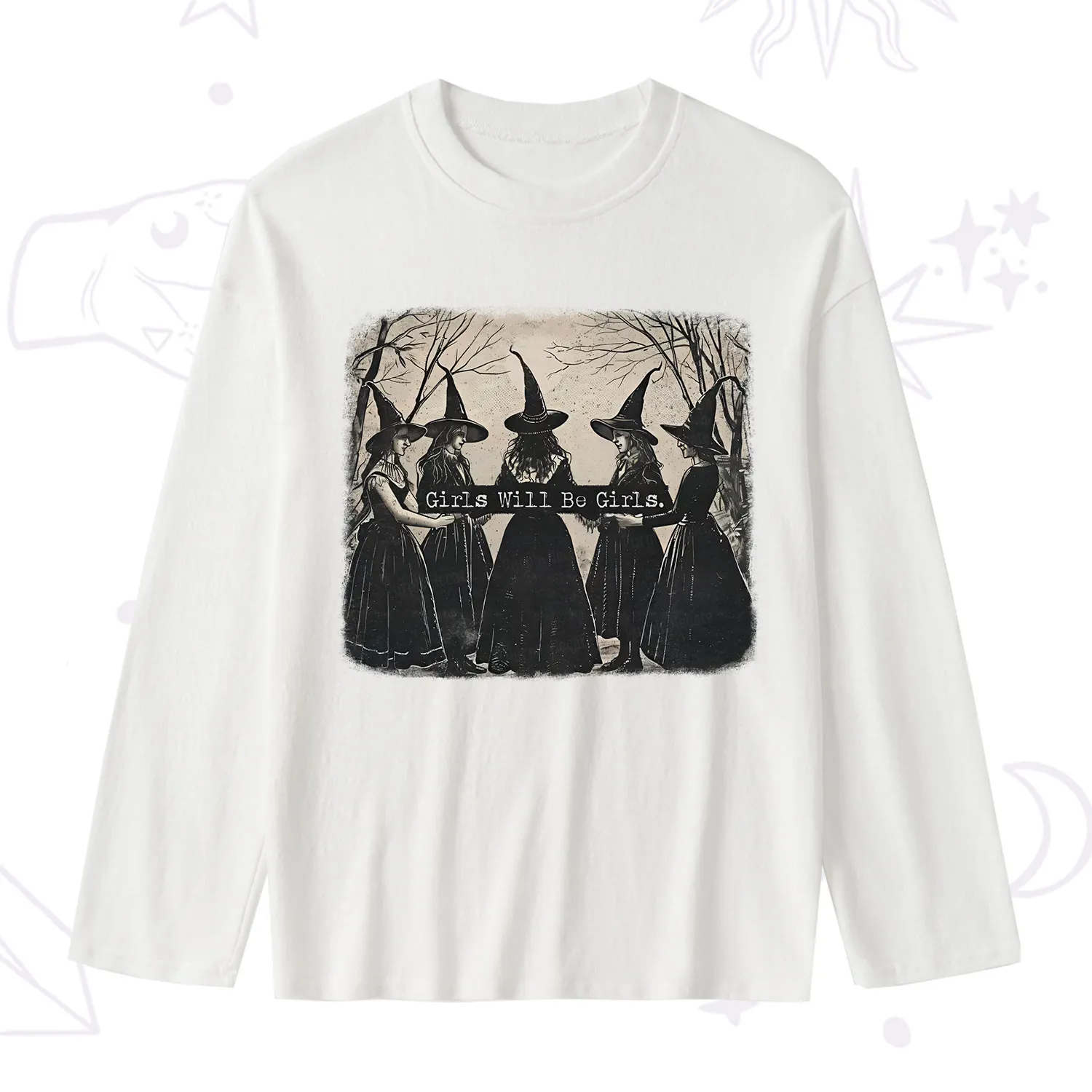 Purplehecate Girls Will Be Girls Witch Slub Long Sleeve T-Shirt