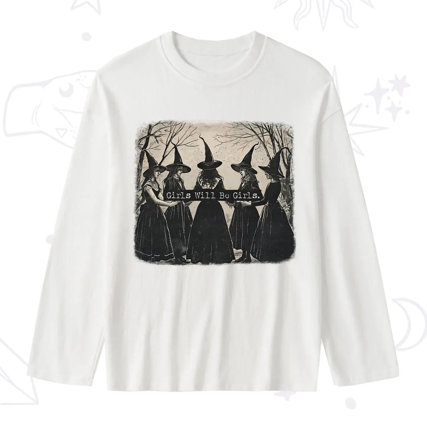 Purplehecate Girls Will Be Girls Witch Slub Long Sleeve T-Shirt