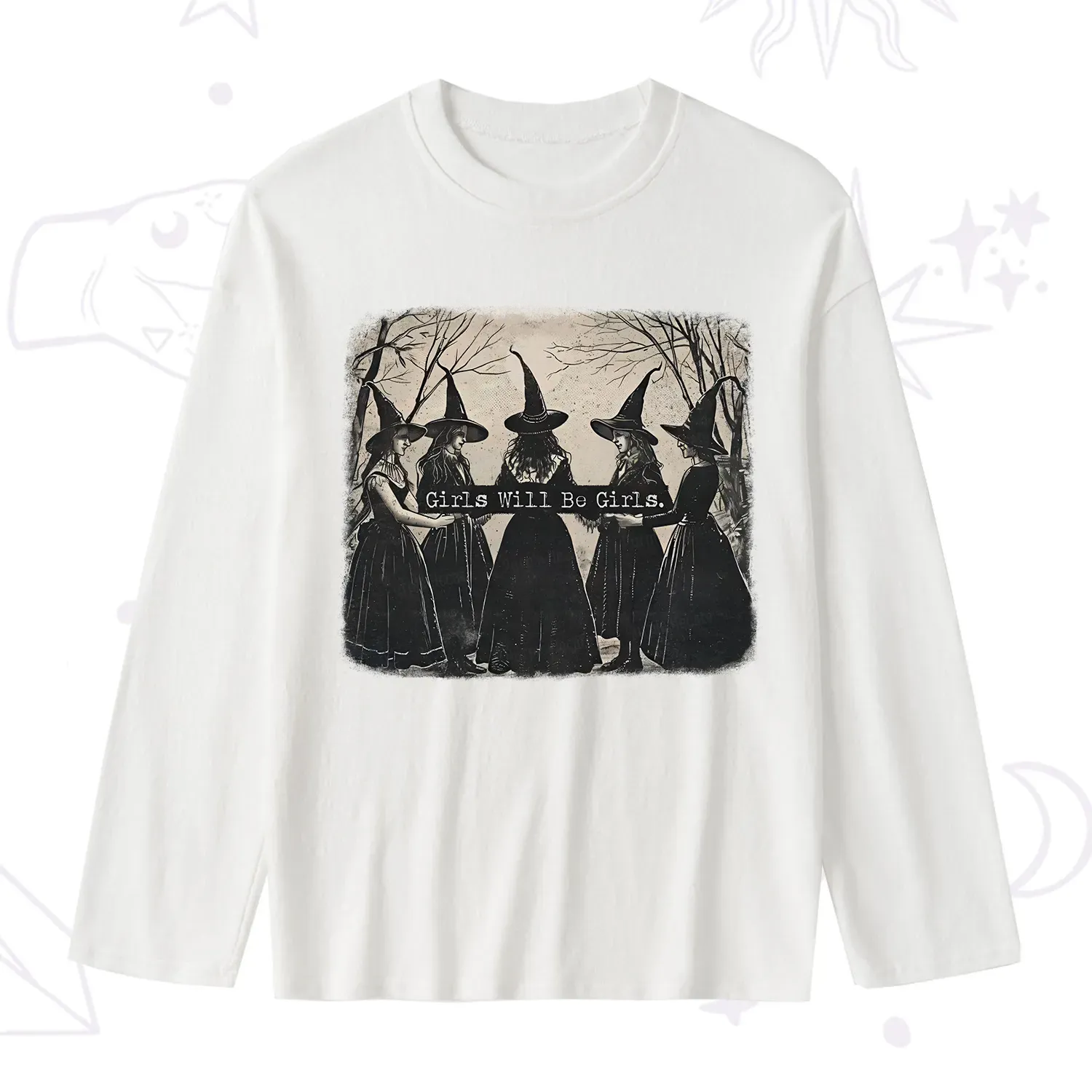 Purplehecate Girls Will Be Girls Witch Slub Long Sleeve T-Shirt