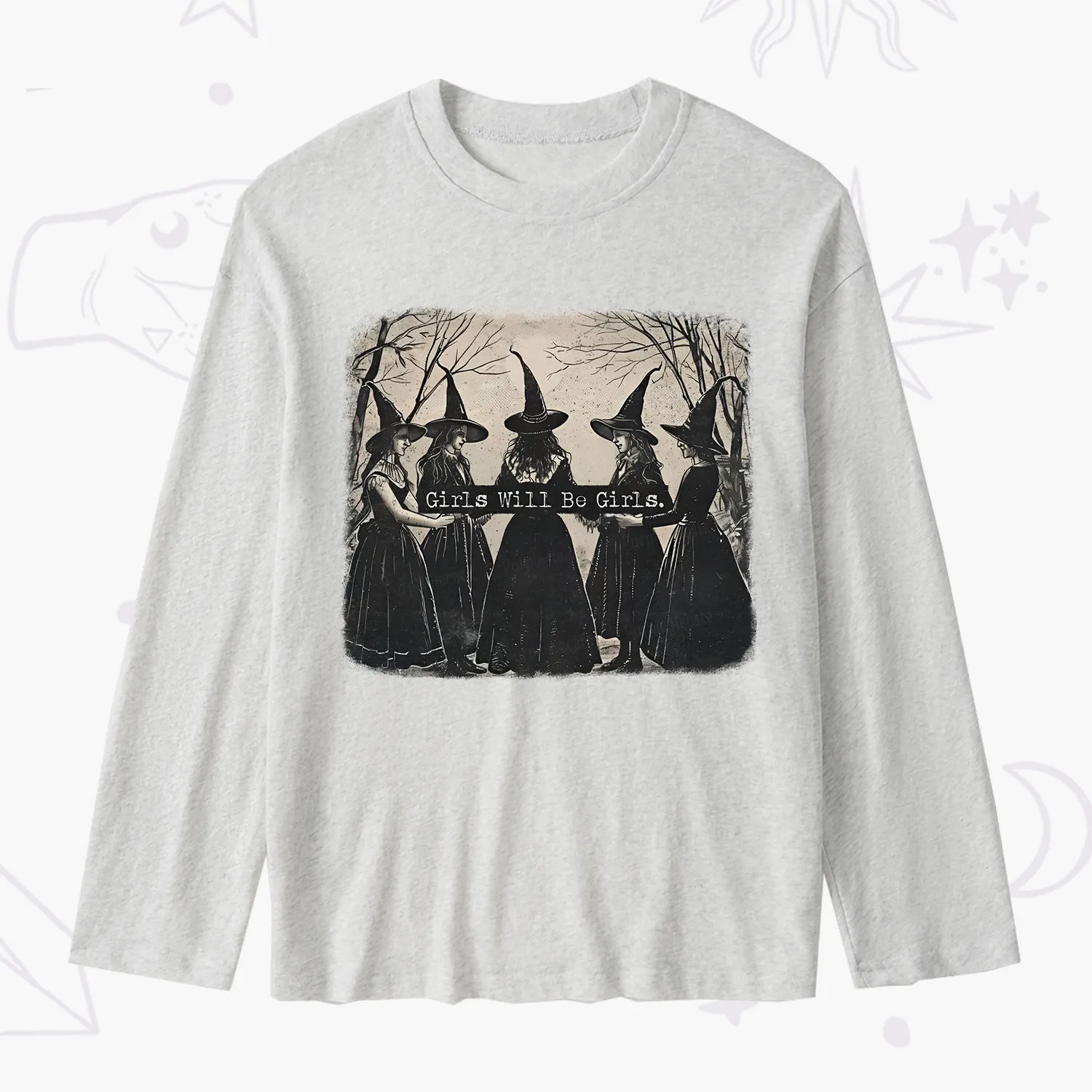 Purplehecate Girls Will Be Girls Witch Slub Long Sleeve T-Shirt