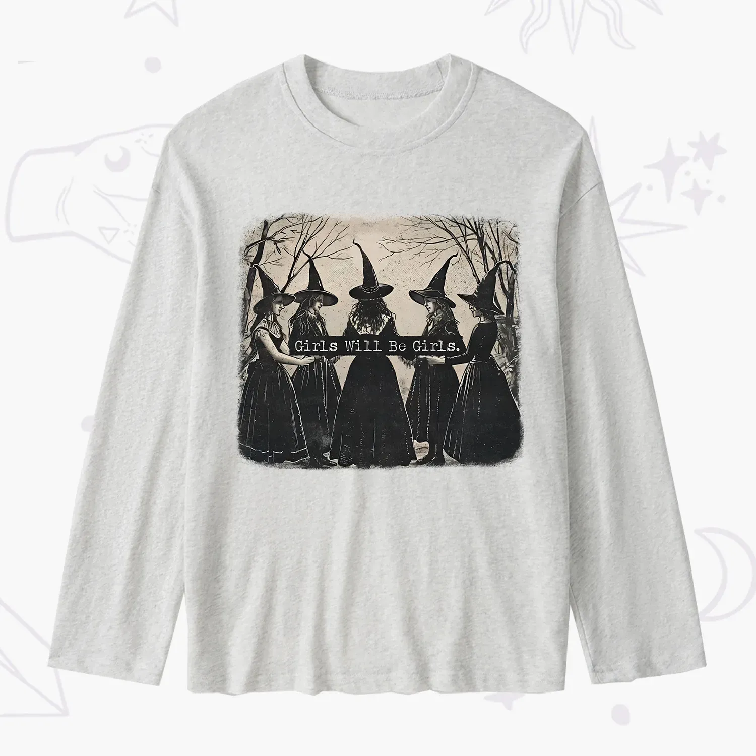 Purplehecate Girls Will Be Girls Witch Slub Long Sleeve T-Shirt