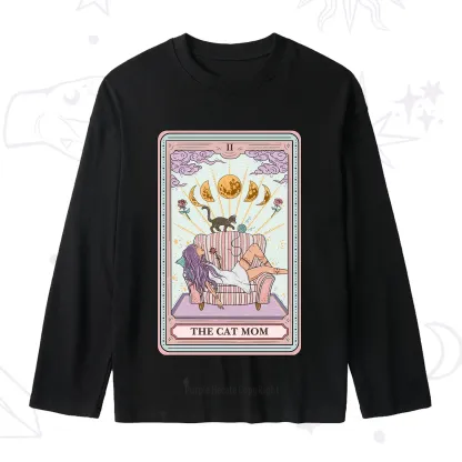 Purplehecate The Cat Mom Tarot Slub Long Sleeve T-Shirt