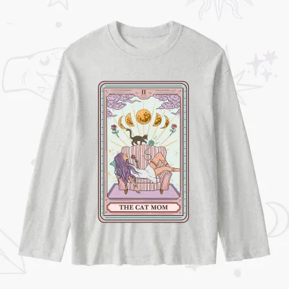 Purplehecate The Cat Mom Tarot Slub Long Sleeve T-Shirt