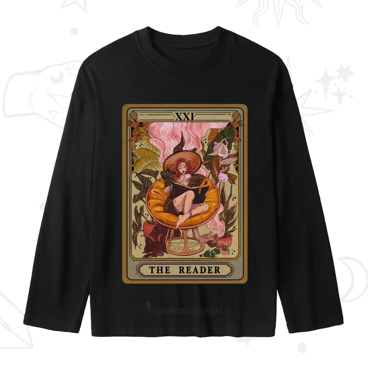 Purplehecate The Reader Tarot Card Slub Long Sleeve T-Shirt