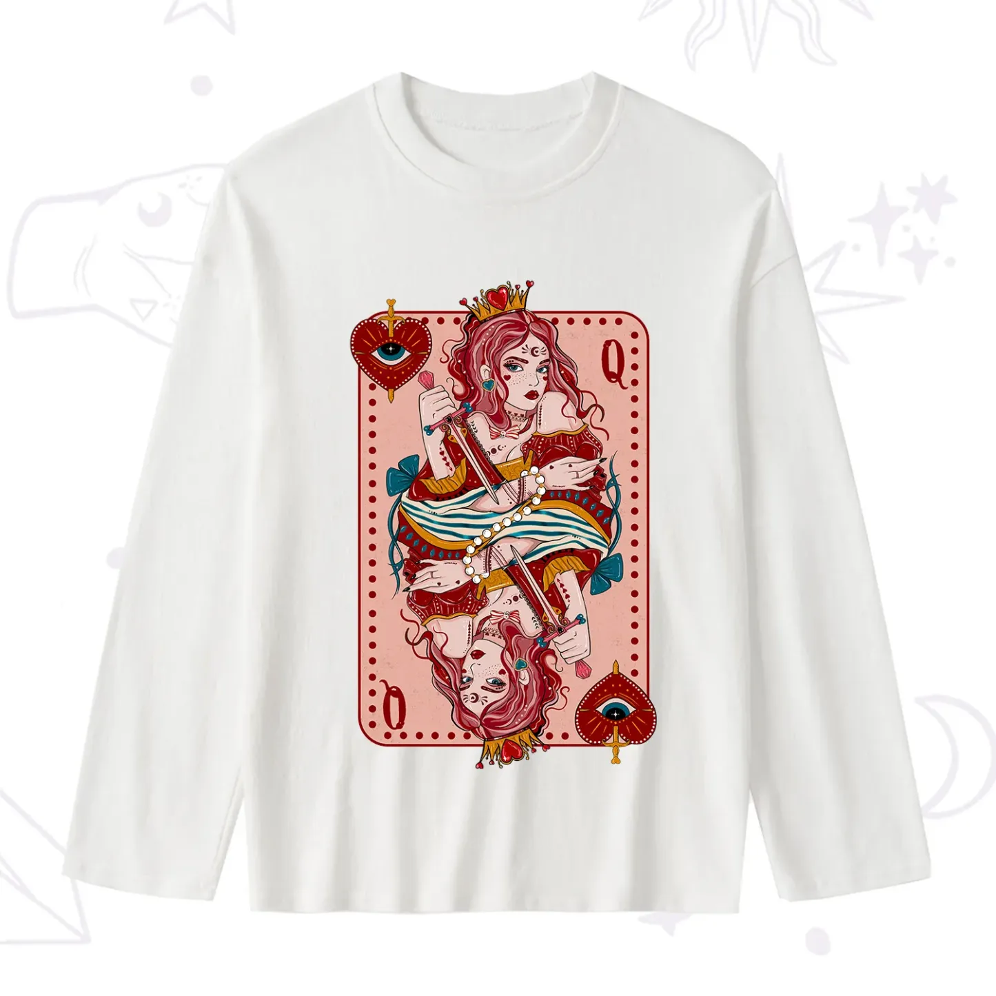 Purplehecate Queen of Hearts Slub Long Sleeve T-Shirt