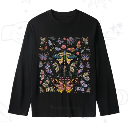 Purplehecate Mystical Butterfly & Moth Slub Long Sleeve T-Shirt