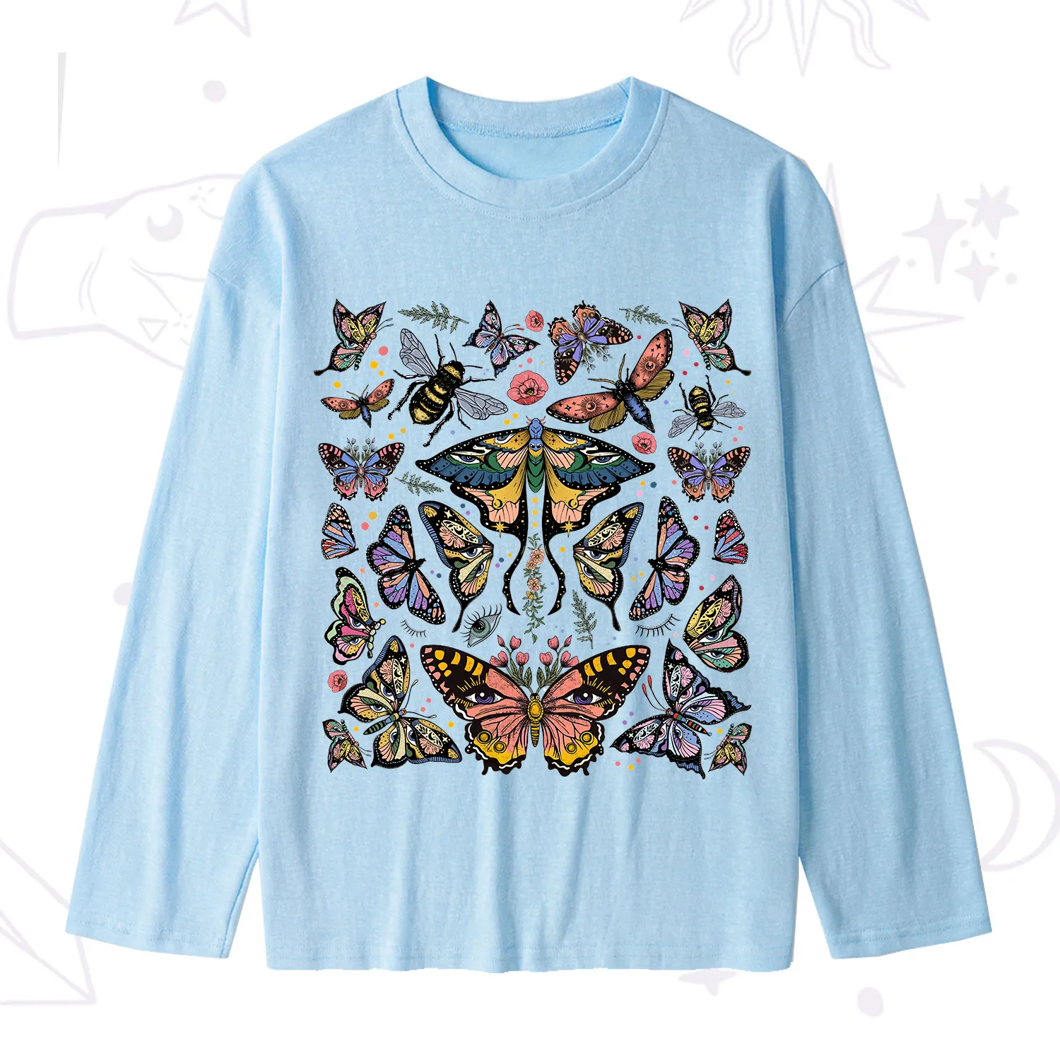Purplehecate Mystical Butterfly & Moth Slub Long Sleeve T-Shirt
