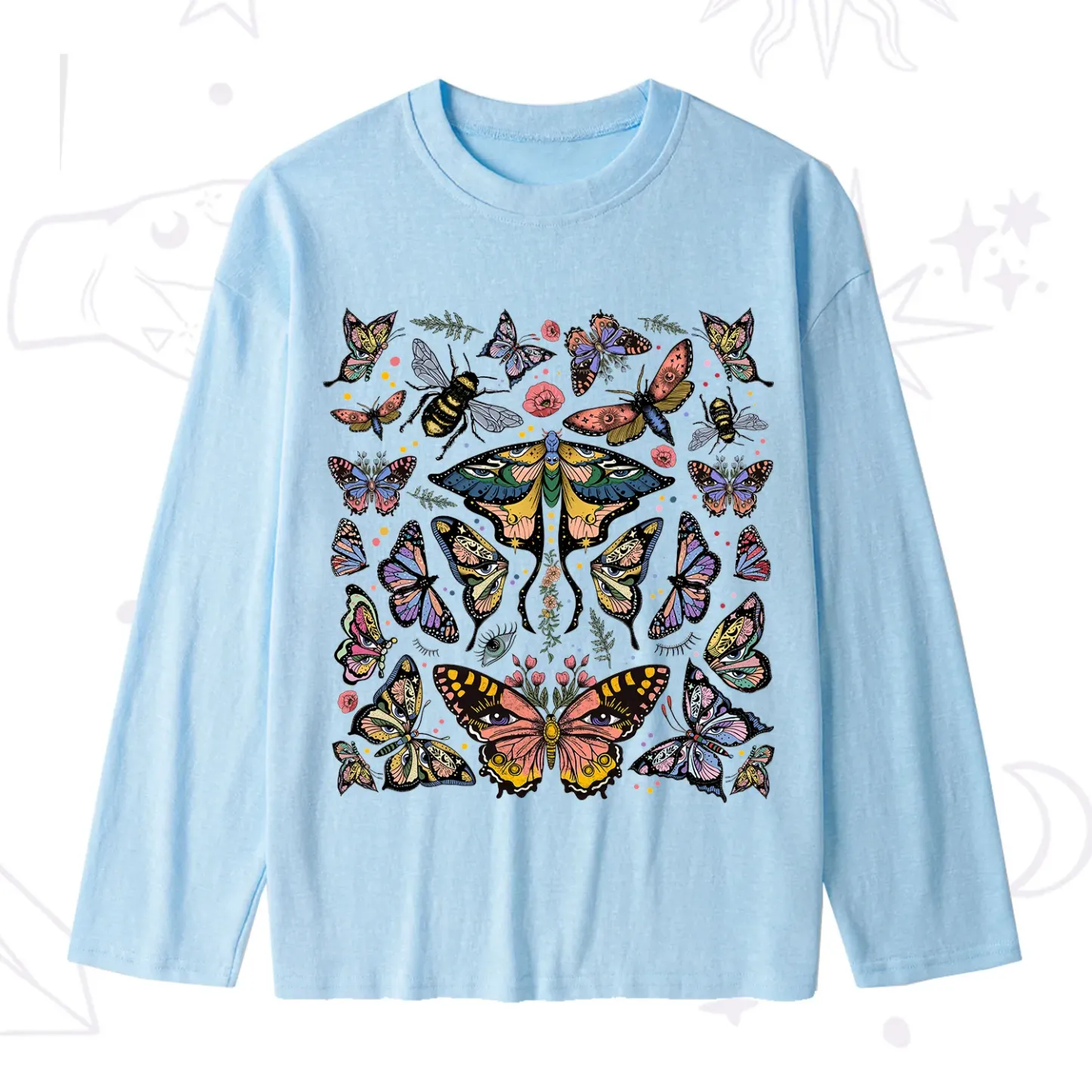 Purplehecate Mystical Butterfly & Moth Slub Long Sleeve T-Shirt