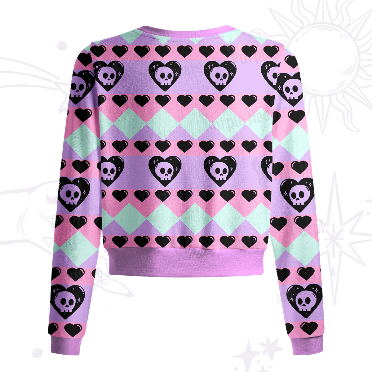 Purplehecate Sweet Yet Spooky Skull Heart Knit Cardigan