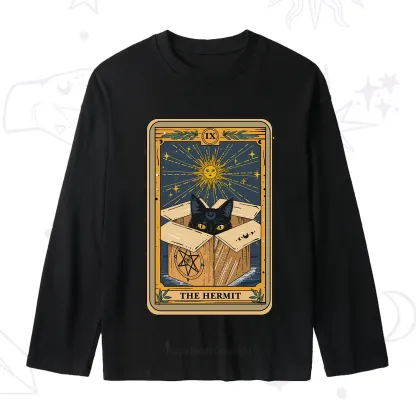 Purplehecate The Hermit Cat Tarot Card Slub Long Sleeve T-Shirt