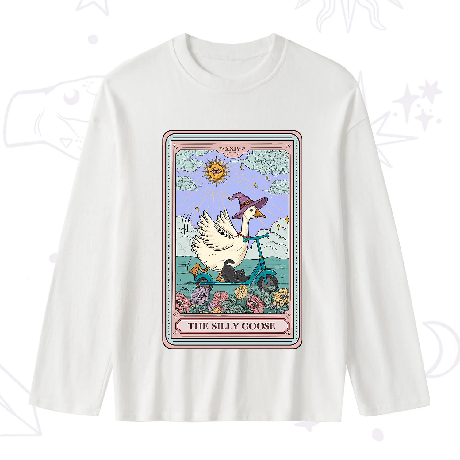 Purplehecate The Silly Goose Tarot Card Slub Long Sleeve T-Shirt