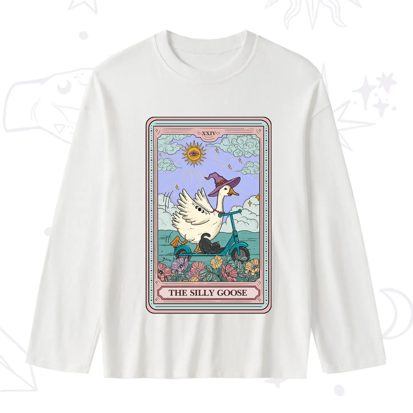 Purplehecate The Silly Goose Tarot Card Slub Long Sleeve T-Shirt