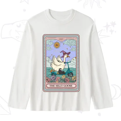 Purplehecate The Silly Goose Tarot Card Slub Long Sleeve T-Shirt