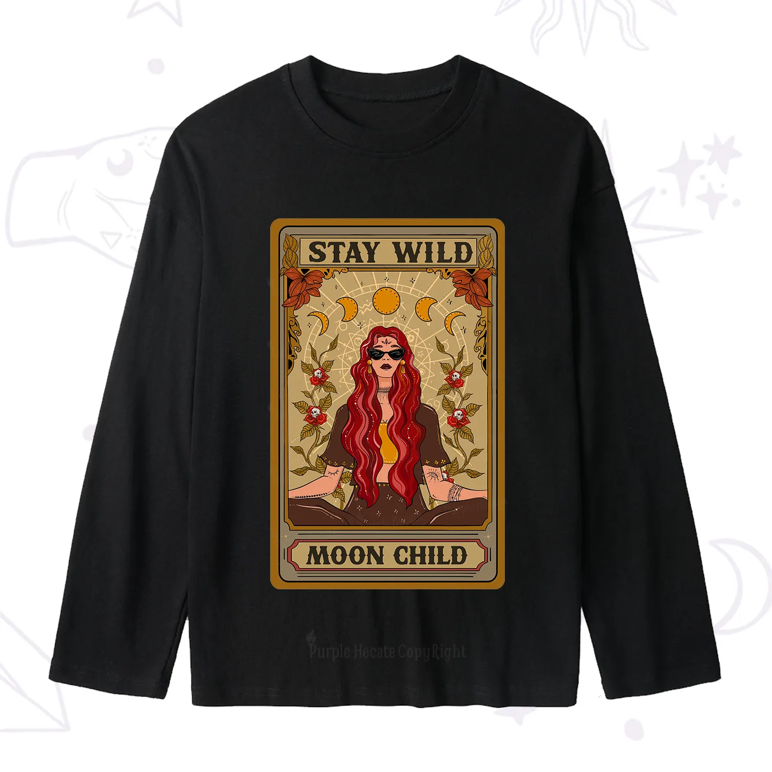 Purplehecate The Stay Wild Moon Child Oracle Card Slub Long Sleeve T-Shirt