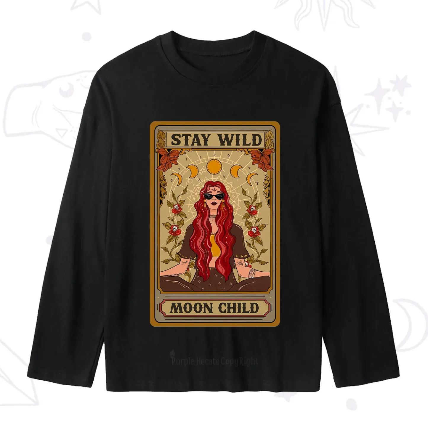 Purplehecate The Stay Wild Moon Child Oracle Card Slub Long Sleeve T-Shirt