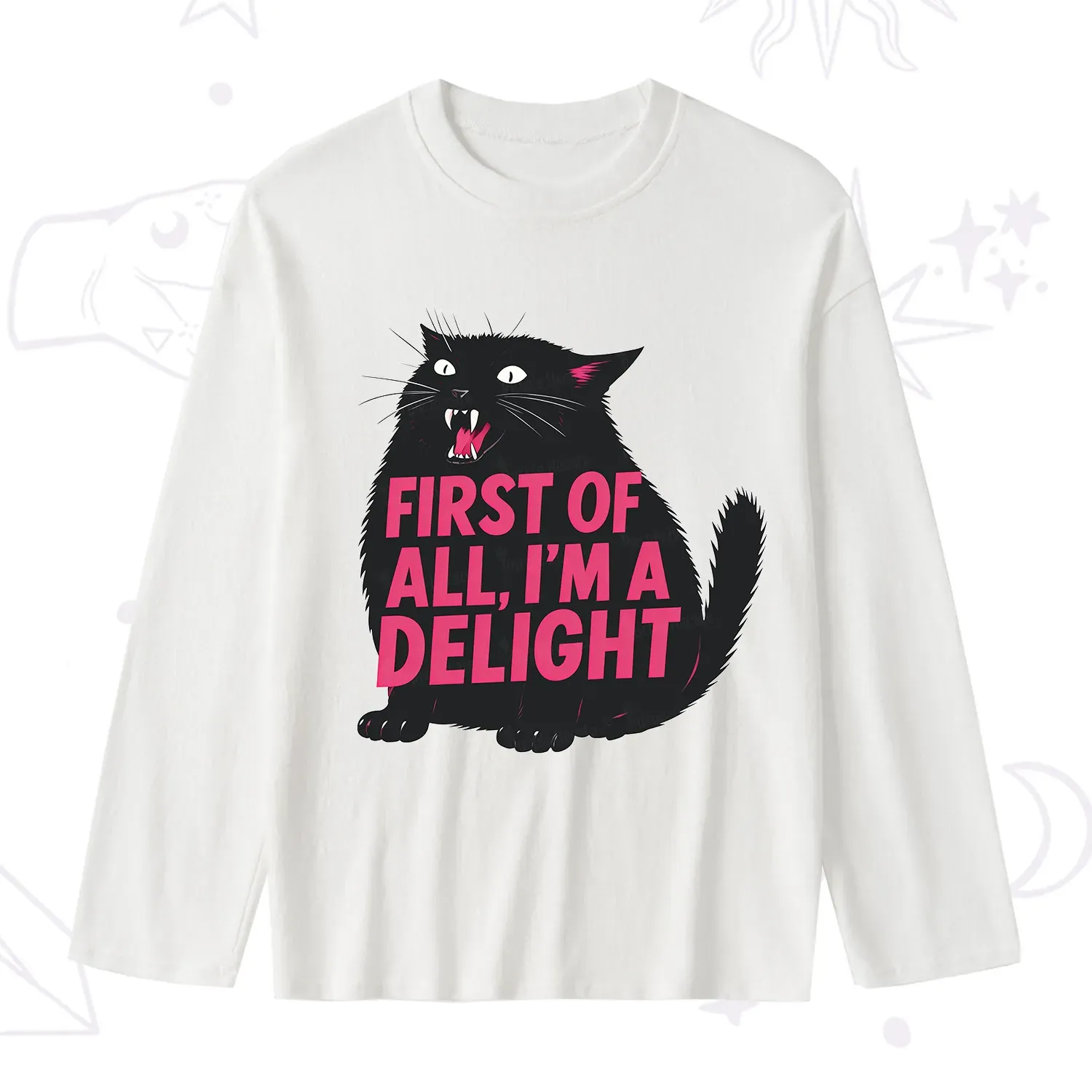 Purplehecate First Of All I'm A Delight Cat Slub Long Sleeve T-Shirt
