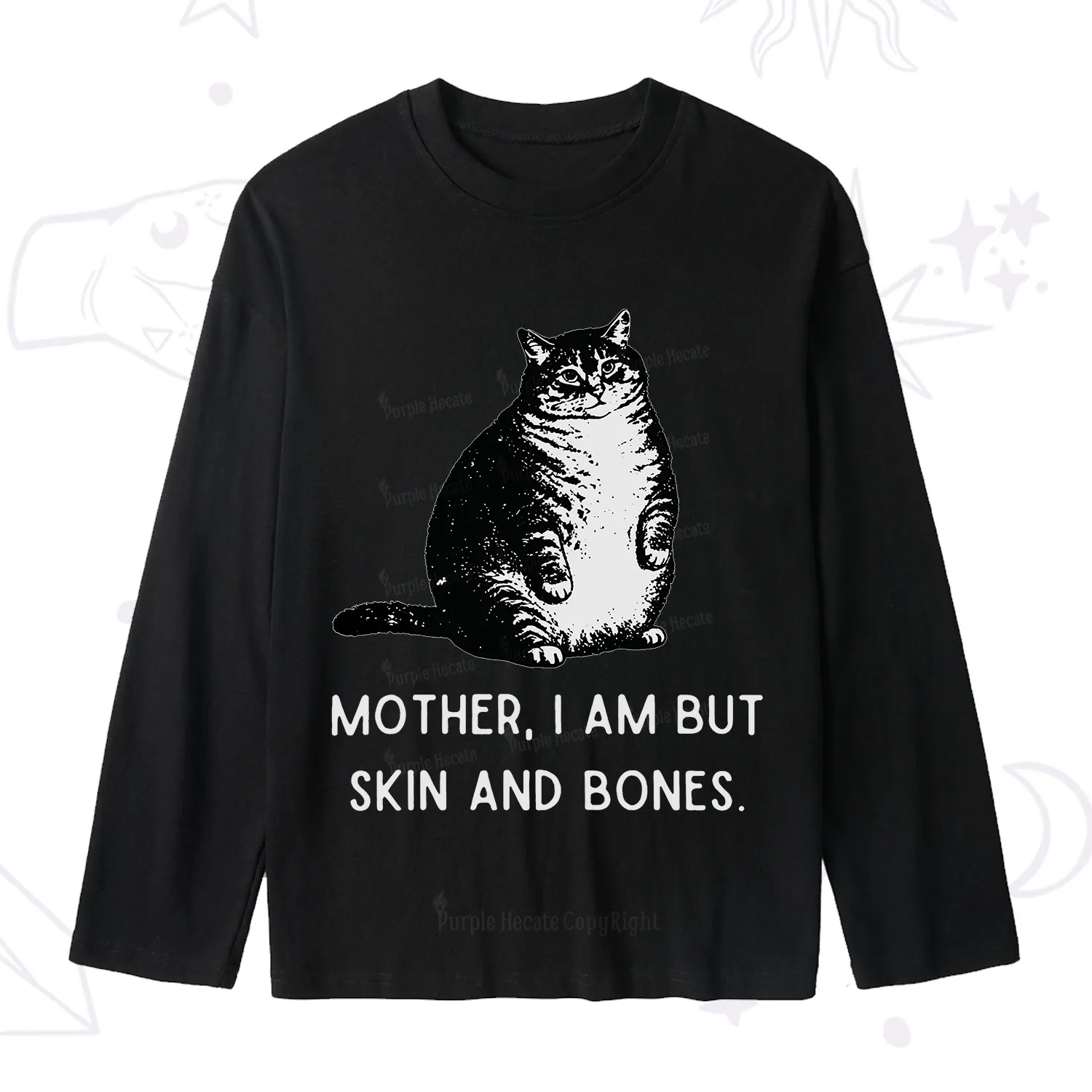 Purplehecate Cat Mother I Am But Skin And Bones Slub Long Sleeve T-Shirt
