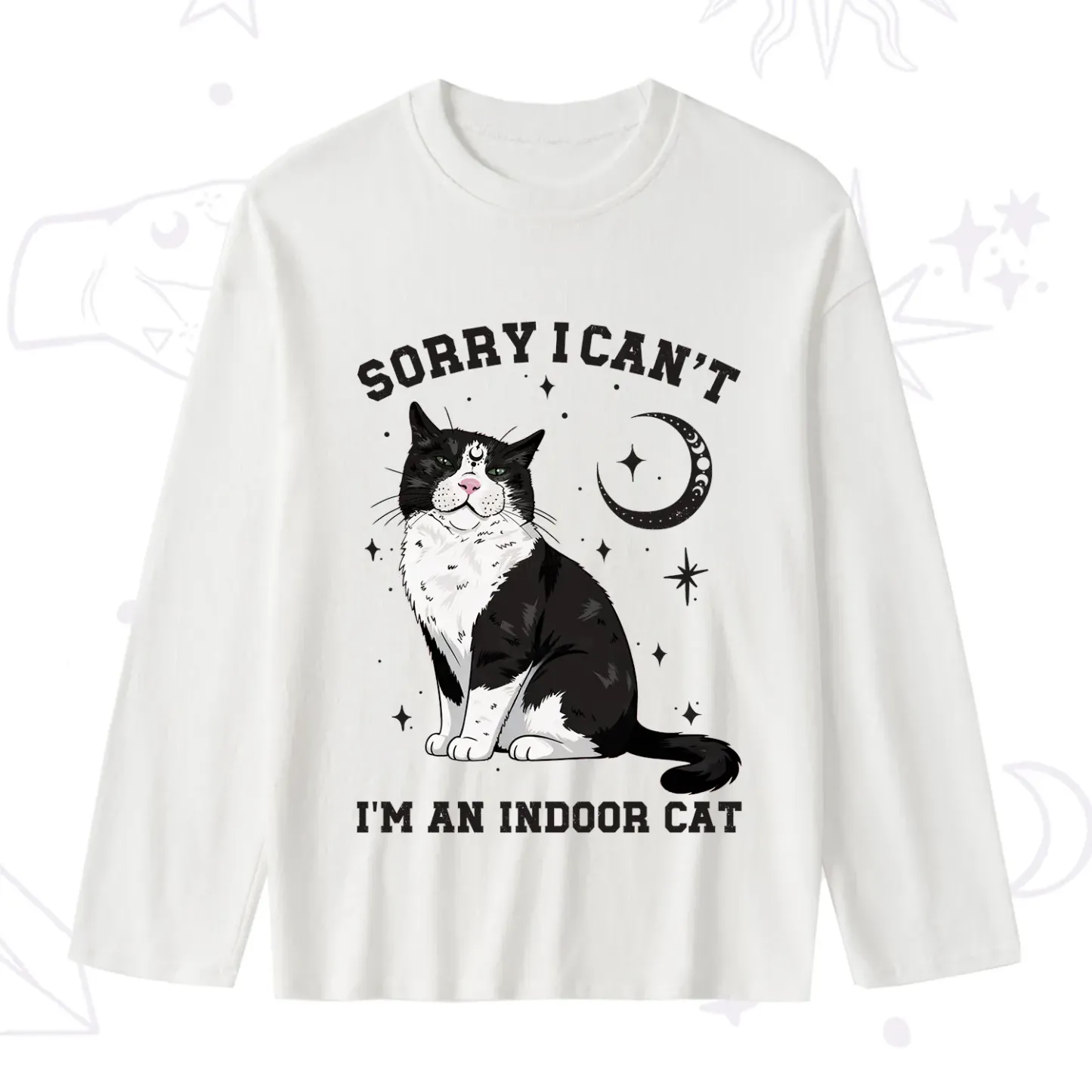 Purplehecate Sorry I Can't Go I'm an Indoor Cat Slub Long Sleeve T-Shirt