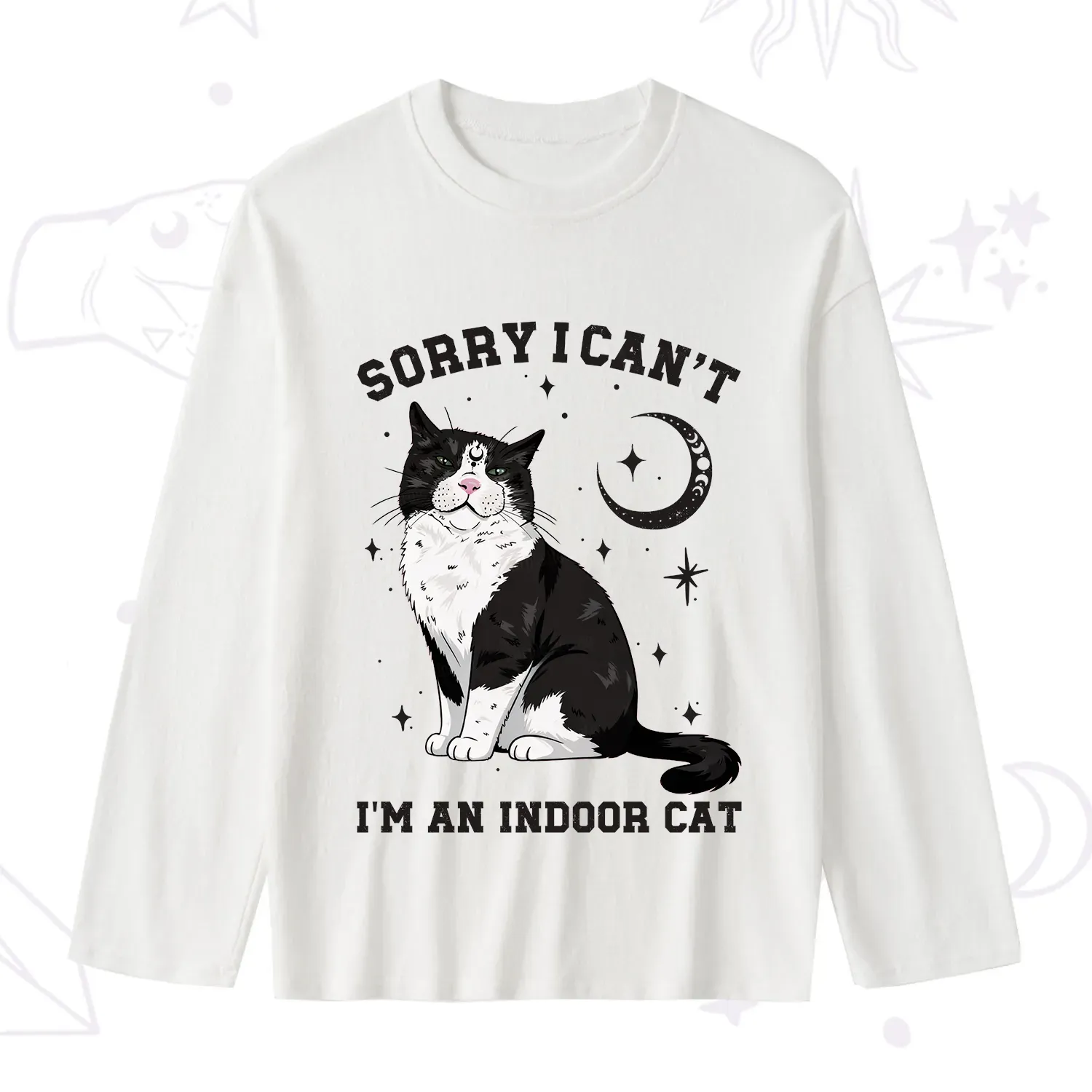 Purplehecate Sorry I Can't Go I'm an Indoor Cat Slub Long Sleeve T-Shirt