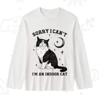 Purplehecate Sorry I Can't Go I'm an Indoor Cat Slub Long Sleeve T-Shirt