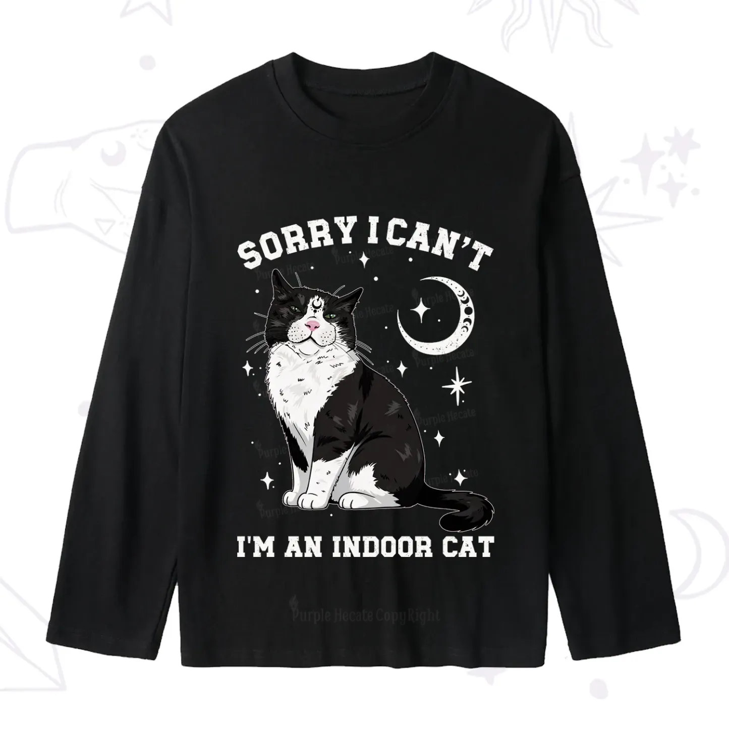 Purplehecate Sorry I Can't Go I'm an Indoor Cat Slub Long Sleeve T-Shirt