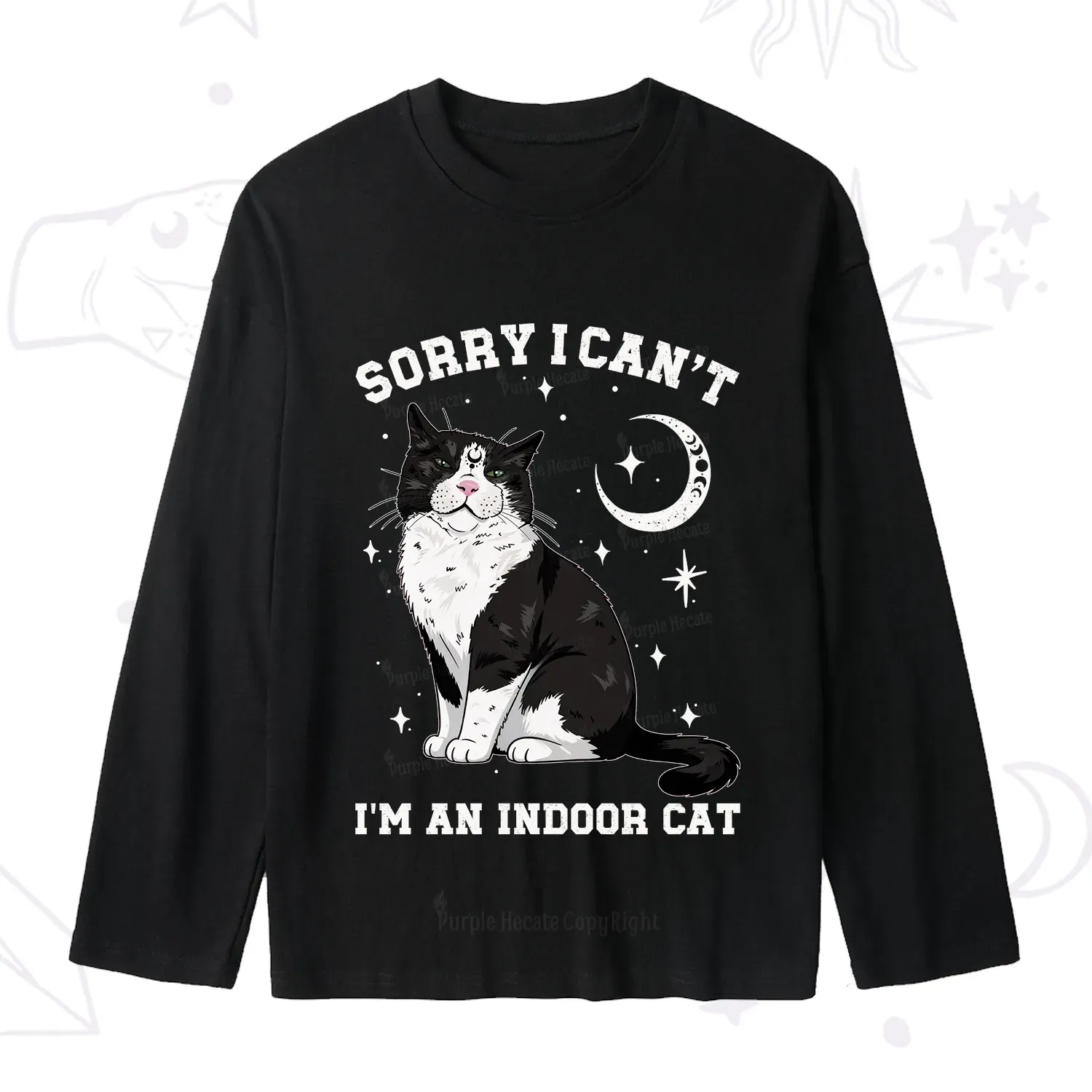 Purplehecate Sorry I Can't Go I'm an Indoor Cat Slub Long Sleeve T-Shirt
