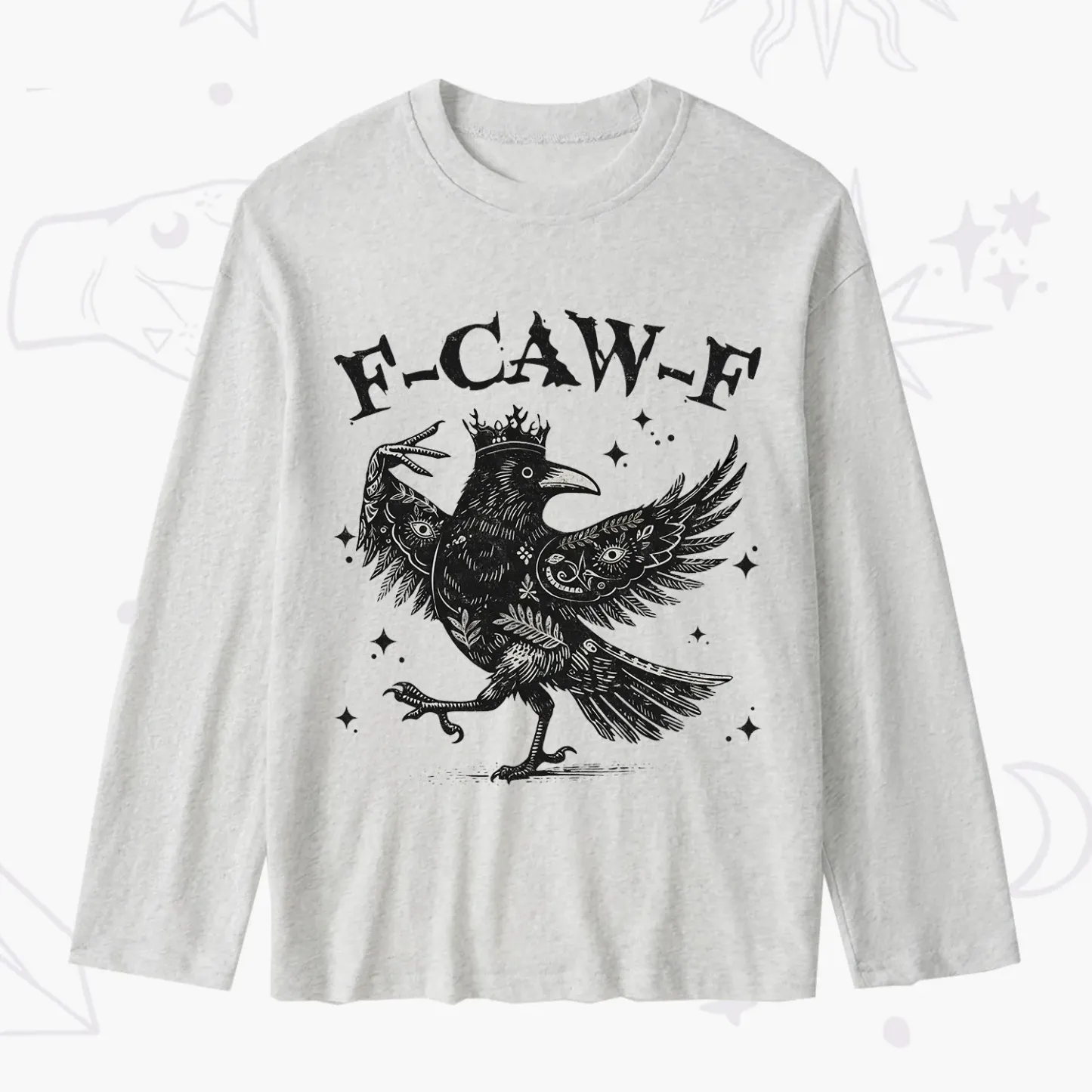 Purplehecate F-caw-f Funny Crow Slub Long Sleeve T-Shirt