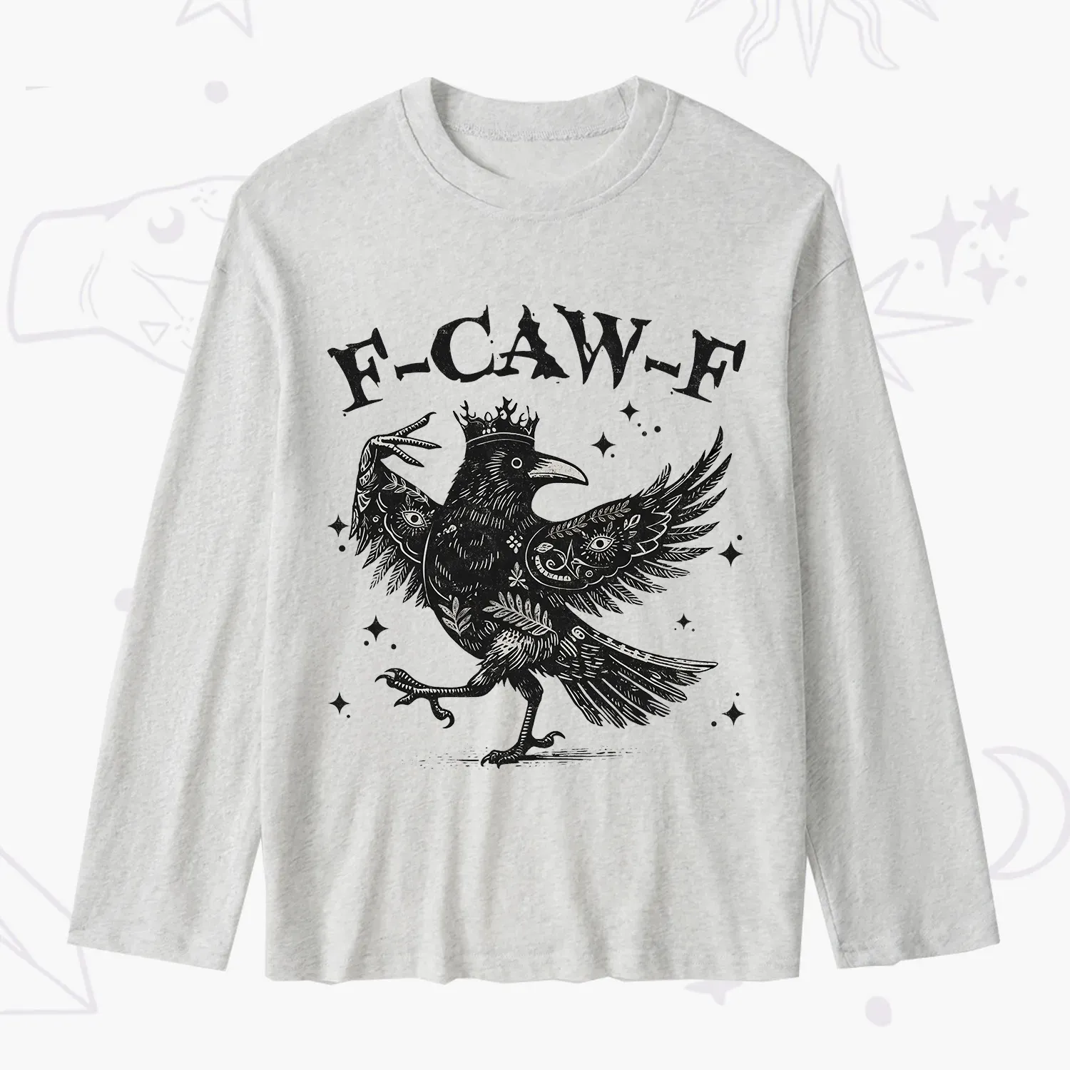 Purplehecate F-caw-f Funny Crow Slub Long Sleeve T-Shirt