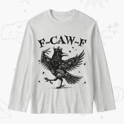 Purplehecate F-caw-f Funny Crow Slub Long Sleeve T-Shirt