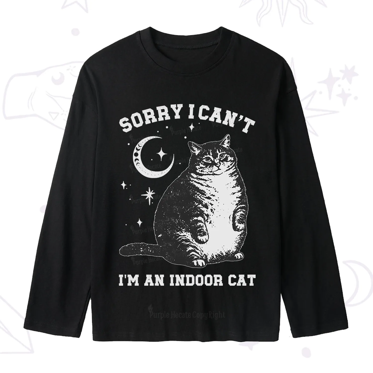 Purplehecate Sorry I Can't Go I'm an Indoor Cat Slub Long Sleeve T-Shirt