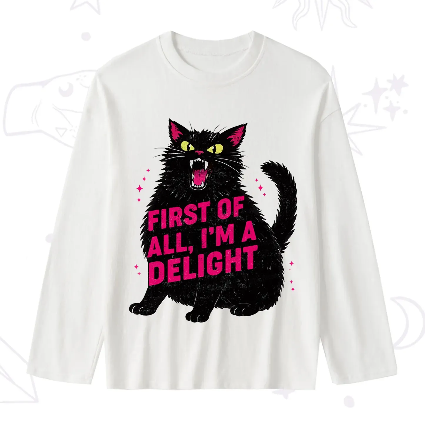 Purplehecate First Of All I'm A Delight Cat Slub Long Sleeve T-Shirt